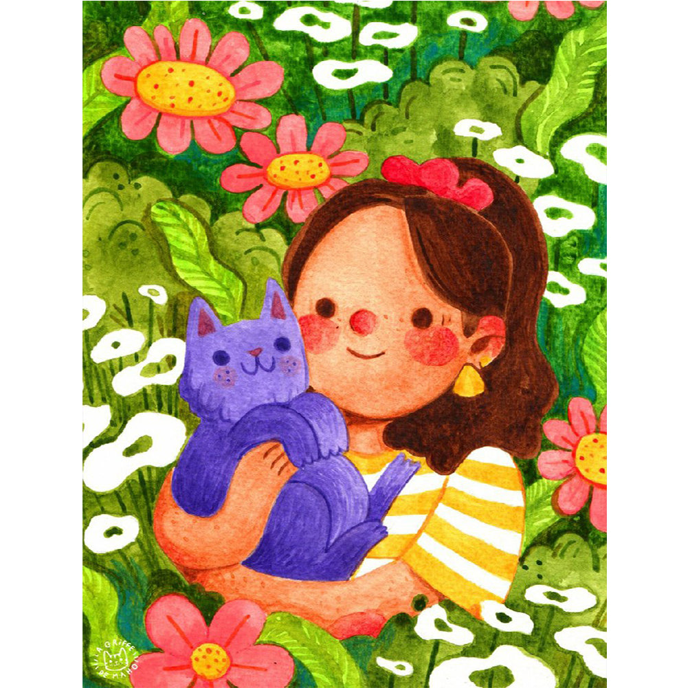 Cartoon Girl 30*40CM(Canvas) Full Round Drill Diamond Painting