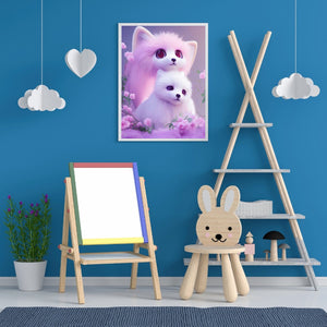 Cute Pink Fox 30*40CM(Canvas) Full Round Drill Diamond Painting