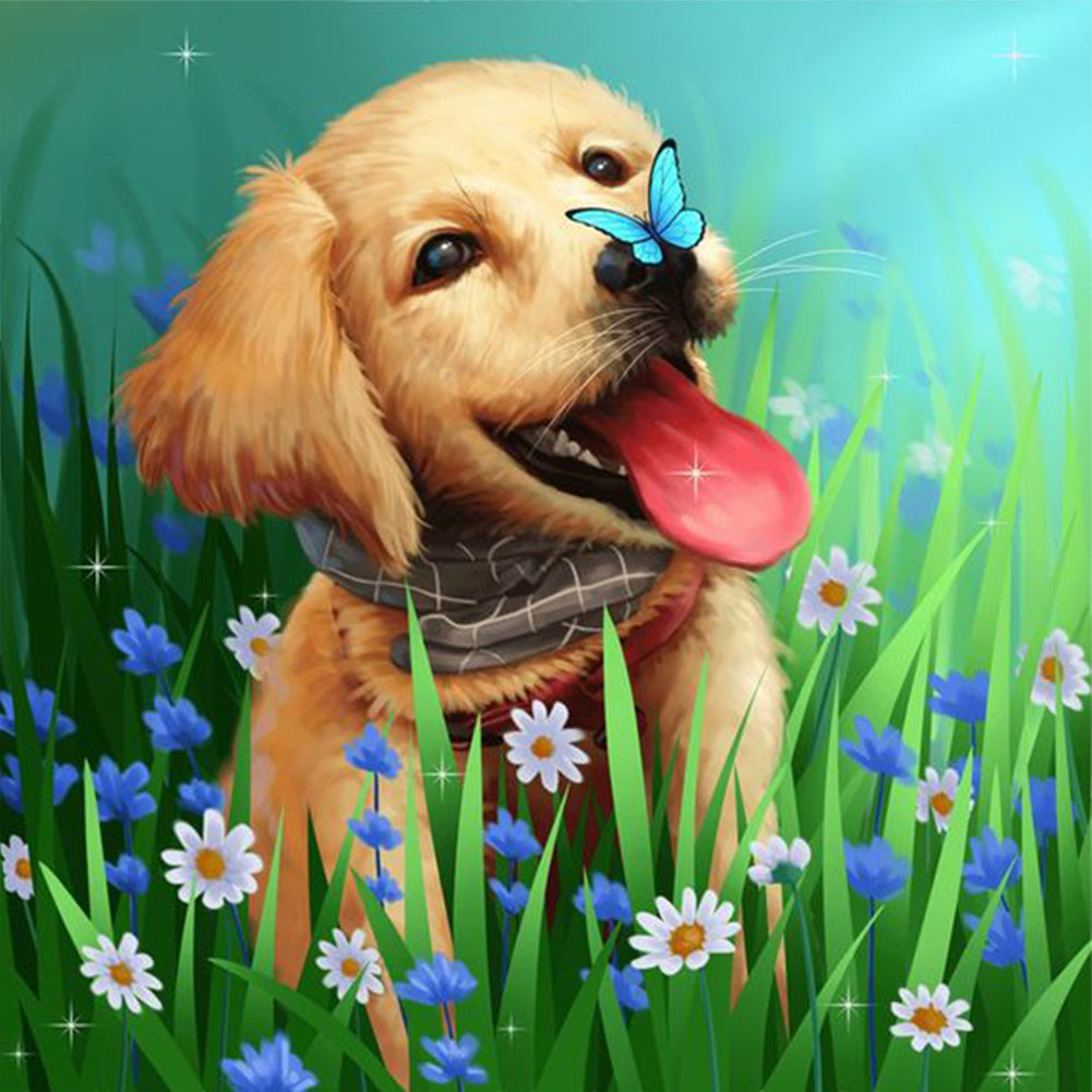 Garden Puppy 30*30CM(Canvas) Full Round Drill Diamond Painting