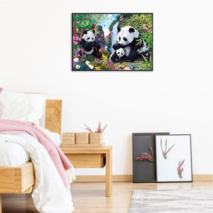 Panda Family 60*50CM(Canvas) Full Square Drill Diamond Painting