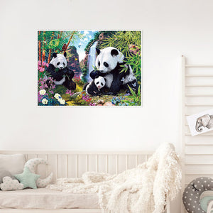 Panda Family 60*50CM(Canvas) Full Square Drill Diamond Painting