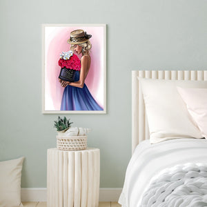 Girl With Back View 30*40CM(Canvas) Full Round Drill Diamond Painting