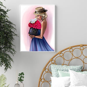 Girl With Back View 30*40CM(Canvas) Full Round Drill Diamond Painting