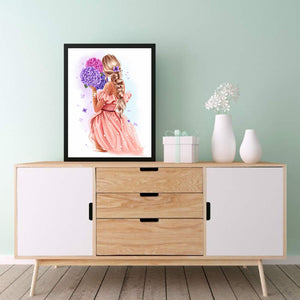 Girl With Back View 30*40CM(Canvas) Full Round Drill Diamond Painting