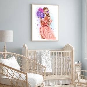 Girl With Back View 30*40CM(Canvas) Full Round Drill Diamond Painting
