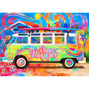 Colorful Bus 50*40CM(Canvas) Full Round Drill Diamond Painting