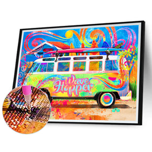 Colorful Bus 50*40CM(Canvas) Full Round Drill Diamond Painting