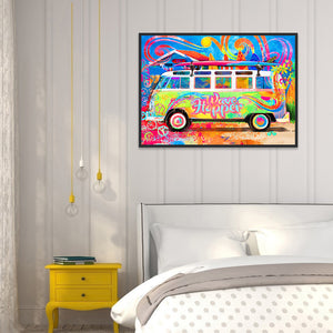 Colorful Bus 50*40CM(Canvas) Full Round Drill Diamond Painting