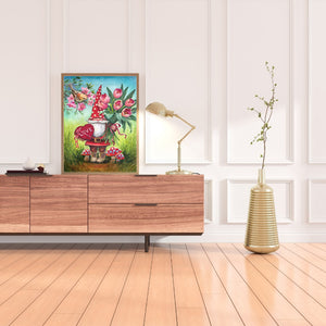 Gnome Delivering Flowers 30*40CM(Canvas) Full Round Drill Diamond Painting