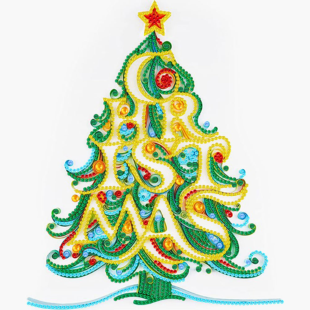 Quilling Christmas Tree 30*30CM(Canvas) Partial Special Shaped Drill Diamond Painting