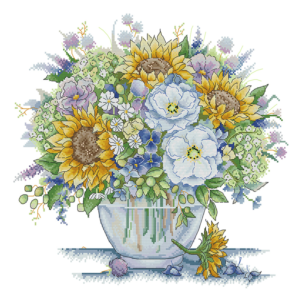 Joy Sunday - Flowers In A Vase - 43*41CM 14CT 2 Stamped Cross Stitch