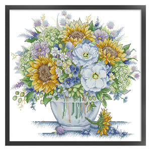 Joy Sunday - Flowers In A Vase - 43*41CM 14CT 2 Stamped Cross Stitch