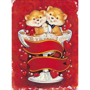 Love-Filled Valentine'S Day Bear 30*40CM(Canvas) Full Round Drill Diamond Painting