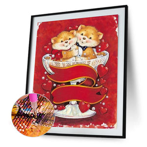 Love-Filled Valentine'S Day Bear 30*40CM(Canvas) Full Round Drill Diamond Painting