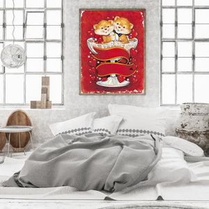 Love-Filled Valentine'S Day Bear 30*40CM(Canvas) Full Round Drill Diamond Painting