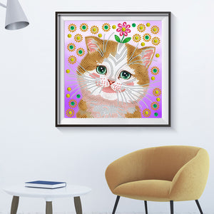 Crazy Cat 30*30CM(Canvas) Partial Special Shaped Drill Diamond Painting