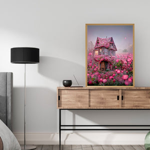 Fairytale House In A Sea Of ??Flowers 30*40CM(Canvas) Full Round Drill Diamond Painting