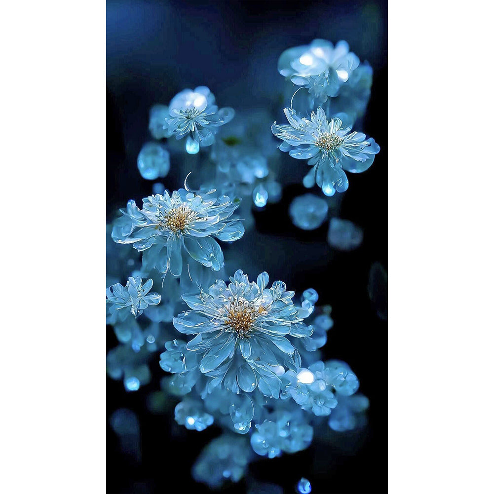 Light Blue Crystal Flower 40*70CM(Canvas) Full Round Drill Diamond Painting