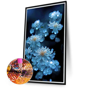 Light Blue Crystal Flower 40*70CM(Canvas) Full Round Drill Diamond Painting