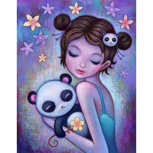 Girl With Long Hair 30*40CM(Canvas) Full Round Drill Diamond Painting