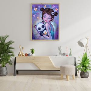 Girl With Long Hair 30*40CM(Canvas) Full Round Drill Diamond Painting