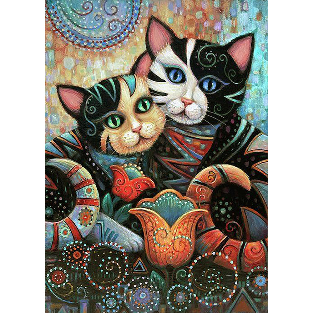 Hugging Cat 30*40CM(Canvas) Full Round Drill Diamond Painting