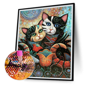 Hugging Cat 30*40CM(Canvas) Full Round Drill Diamond Painting