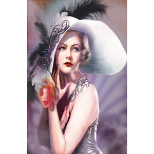 Huancan - Woman With A Hat - 50*70CM 11CT 3 Stamped Cross Stitch