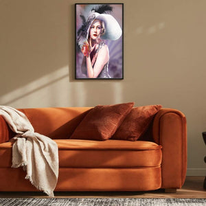 Huancan - Woman With A Hat - 50*70CM 11CT 3 Stamped Cross Stitch