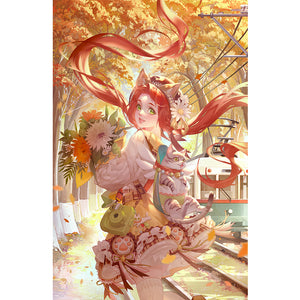 Yishu - Rural Girl - 50*74CM 11CT 3 Stamped Cross Stitch