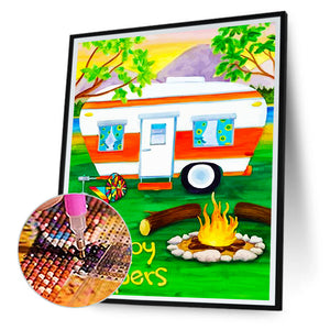 Mountain Camping 30*40CM(Canvas) Full Round Drill Diamond Painting