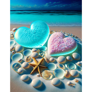 Rainbow Stone On The Beach 30*40CM(Canvas) Full Round Drill Diamond Painting