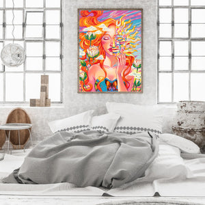 Woman With Sun Mask 30*40CM(Canvas) Full Round Drill Diamond Painting