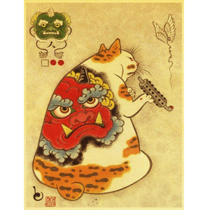 Samurai Cat 40*50CM(Canvas) Full Round Drill Diamond Painting
