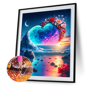 Dreamlike Heart Rose Wreath 30*40CM(Canvas) Full Round Drill Diamond Painting