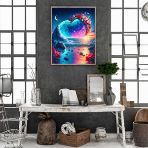 Dreamlike Heart Rose Wreath 30*40CM(Canvas) Full Round Drill Diamond Painting