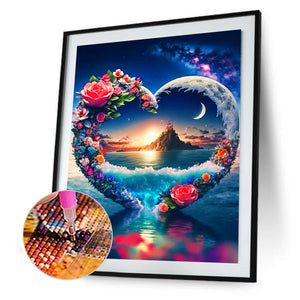 Dreamlike Heart Rose Wreath 30*40CM(Canvas) Full Round Drill Diamond Painting