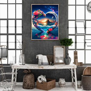 Dreamlike Heart Rose Wreath 30*40CM(Canvas) Full Round Drill Diamond Painting