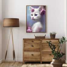 Load image into Gallery viewer, Cute White Cat 30*40CM(Canvas) Full Round Drill Diamond Painting
