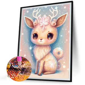 Dreamlike Cartoon Sika Deer 30*40CM(Canvas) Full Round Drill Diamond Painting
