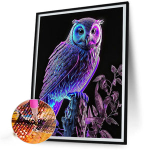 Luminous Owl 30*40CM(Canvas) Full Round Drill Diamond Painting