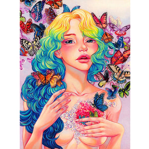 Girl Crystal Heart 30*40CM(Canvas) Full Round Drill Diamond Painting
