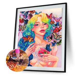 Girl Crystal Heart 30*40CM(Canvas) Full Round Drill Diamond Painting