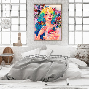 Girl Crystal Heart 30*40CM(Canvas) Full Round Drill Diamond Painting