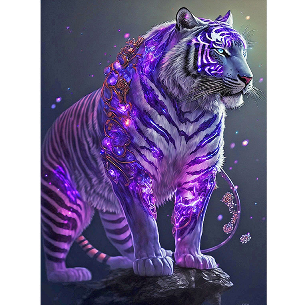 Purple Tiger 30*40CM(Canvas) Full Round Drill Diamond Painting