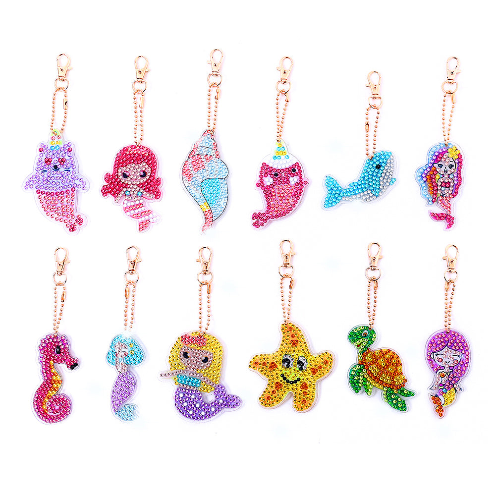 Acrylic Diamond Art Keychains Handmade DIY Craft Hanging Ornament (AA1219)