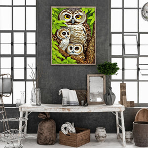 Brown Owl 30*40CM(Canvas) Full Round Drill Diamond Painting