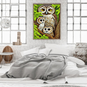 Brown Owl 30*40CM(Canvas) Full Round Drill Diamond Painting
