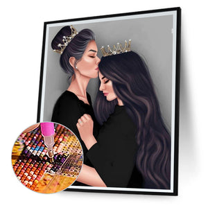 Mother And Daughter For Mother'S Day 30*40CM(Canvas) Full Round Drill Diamond Painting