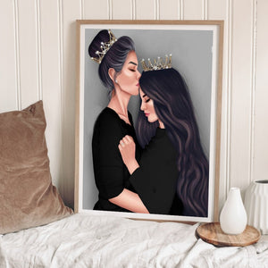 Mother And Daughter For Mother'S Day 30*40CM(Canvas) Full Round Drill Diamond Painting